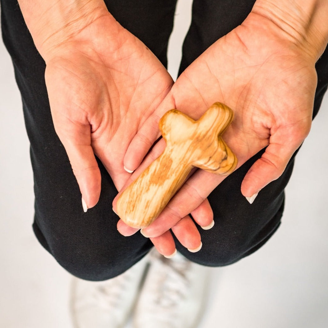 Olive Wood Holding Cross